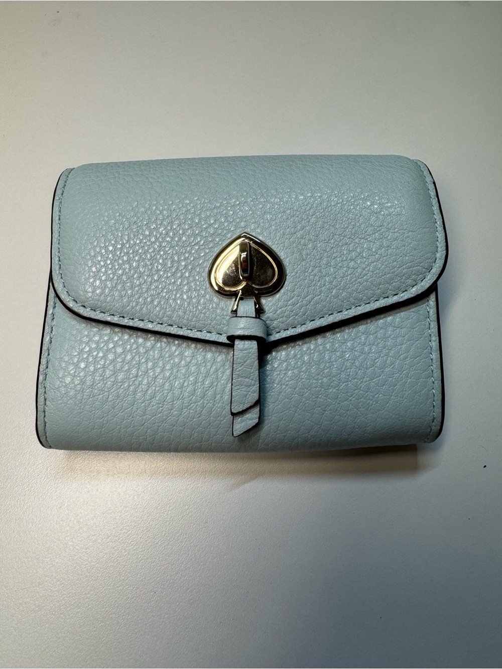 Kate Spade Light Blue Pebbled Leather Compact Wallet